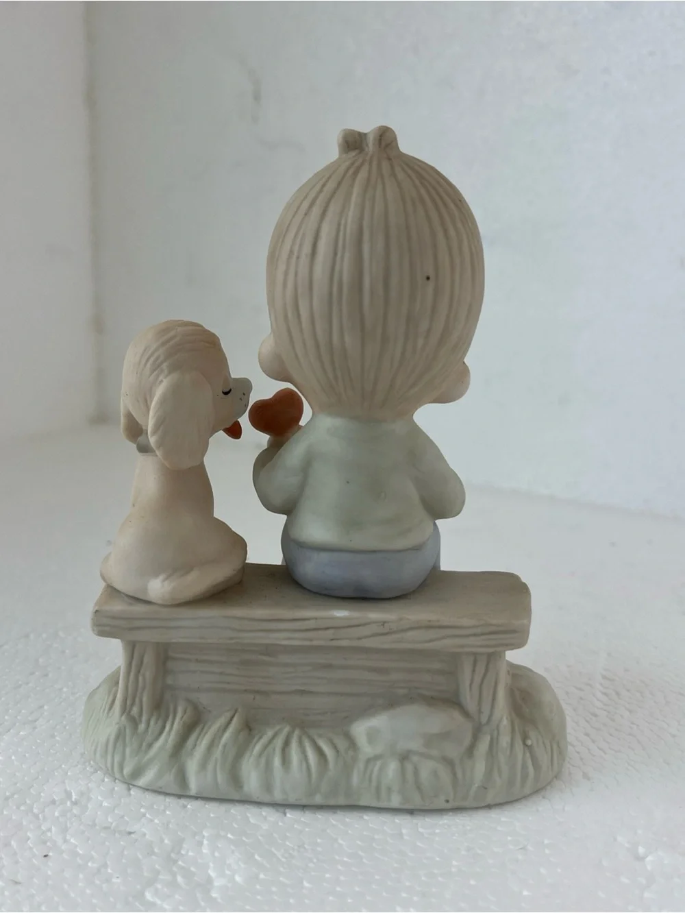 PRECIOUS MOMENTS VTG Loving Is Sharing Figurine 1979 Boy Dog-Jonathan & David